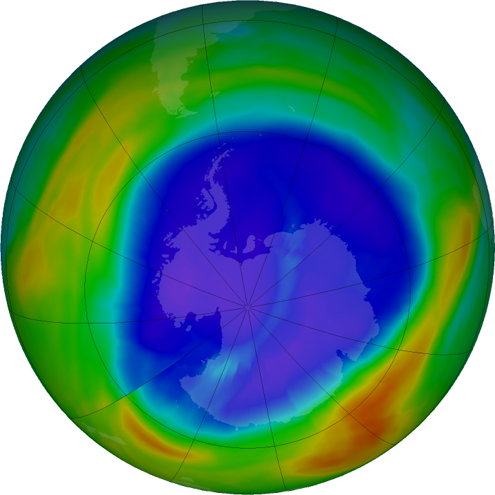 Antarctic ozone map for 11 September 2023